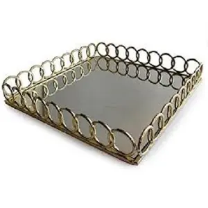 Luxus Design Geschirr Metall Spiegel Tablett Großhandel Neuankömmling Handmade Spiegel Serviert ablett Hersteller