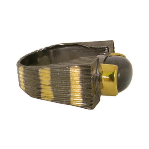 Última colección Anillo de Plata de Ley 925 Chapado en oro con piedras preciosas de labradorita natural Joyas de rodio negro para bodas - Product Image 2