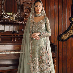 KURTA — robe de mariée avec Lehenga, avec des perles en verre de cristal toutes les couleurs, mariage, 2021 - Product Image 1