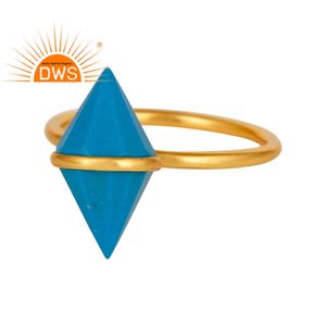Spike-anillo con estilo chapado en oro de 18k, joyería de plata de ley, piedra preciosa turquesa, proveedor de joyería - Product Image 1