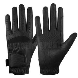 Gants de golf de couleur noire unie, de haute qualité, avec logo personnalisé, en cuir véritable, prix d'usine - Product Image 1