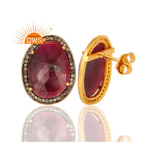 Boucles d'oreille en argent Sterling 925, boucles d'oreilles avec pierres précieuses rubis naturelles, diamants scintillants, fabrication de bijoux - Product Image 3