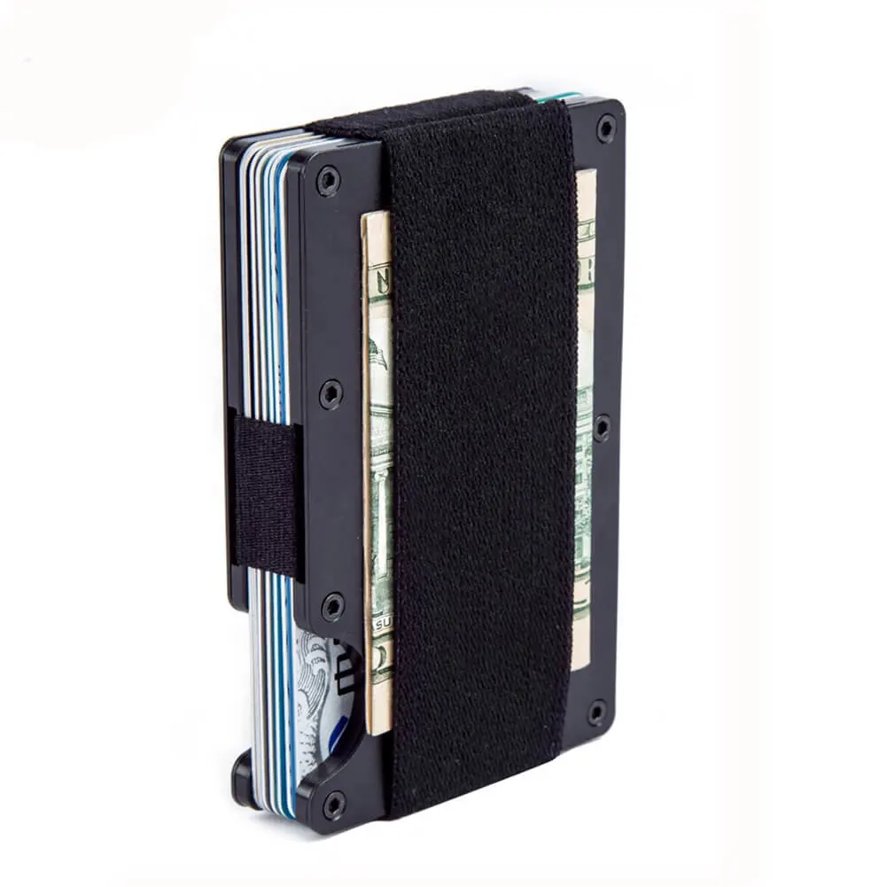 Hot Selling Dropshipping Minimale Credit Kaarthouder Met Elastische Band Als Geld Clip Rfid Blocking Heren Minimalistische Card Wallet