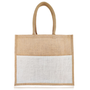 Bolsa de Yute Económica |    Con bolsillo frontal teñido para compras de supermercado |    Bolsa de Compras Reutilizable Ecológica para Promoción y Marca - Product Image 1