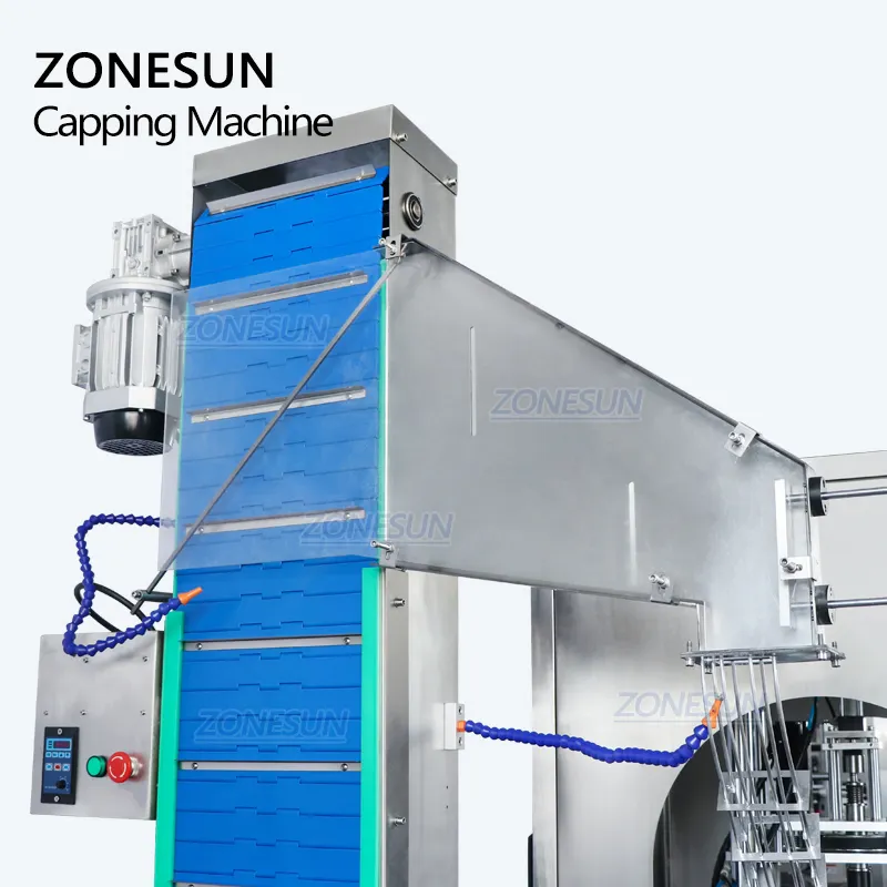 ZONESUN Automatic Plastic F-style Gallon Jugs Oil Bottle Cap Tightening Screw Lid Capping Machines With Cap Feeder