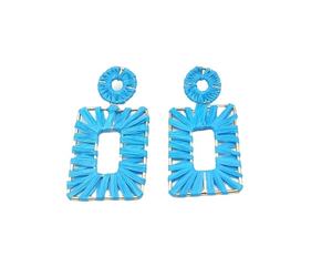 Pendientes de rafia con tejido de hilo para mujer, pendientes de rafia teñidos en el espacio - Product Image 1