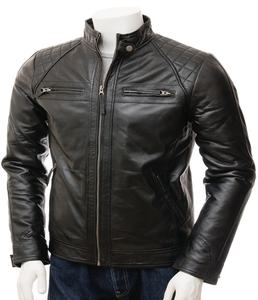 Veste en cuir formelle élégante pour hommes, nouveau col montant avec tissu en toile enduite pour l'hiver - Product Image 4