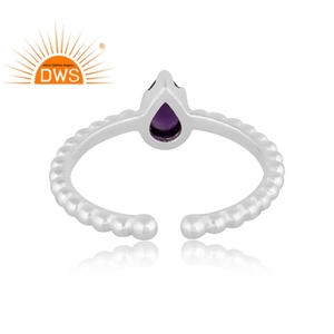Handmade Designer 925 Fine Sterling Silver Natural Amethyst Gemstone <b>Adjustable</b> <b>Ring</b> Jewelry Manufacturer - Product Image 4