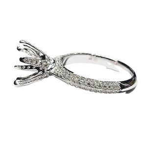 Bague de fiançailles semi-montée classique en or blanc massif 18 carats avec diamant véritable taille brillant, bijoux fins, fournisseur de Hong Kong - Product Image 2