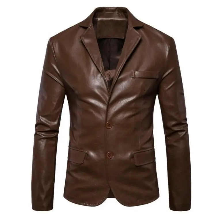New Fashion Custom Logo Designs Genuine Leather Suits Casual Breathable mens Blazers from Pakistan