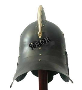 หมวกกันน็อคยุคกลาง,หมวกกันน็อคแบบยุคกลางหมวกกันน็อคสีดำโปแลนด์โบราณสวมใส่ได้ทำด้วยมือเกจ18ชั้นสายหนังเหล็ก - Product Image 6