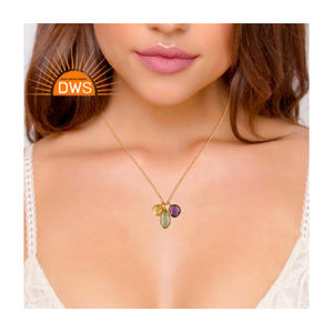 Perle Simple plaqué or jaune 18k en pierre précieuse, collier en topaze de citron naturel et améthyste, vente en gros, bijoux en argent, offre spéciale - Product Image 3