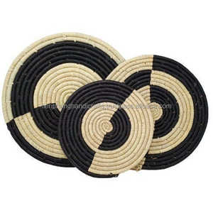 Juego de 3 cestas de algas marinas africanas, cesta de algas marinas, decoración de pared, cesta de pared tejida colgante, venta al por mayor - Product Image 1