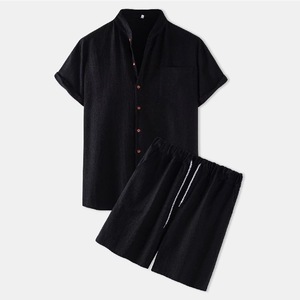 Ensembles de t-shirts pour hommes uniques, vêtements de plage, 100% coton, couleur unie avec sublimation, t-shirts et shorts - Product Image 5