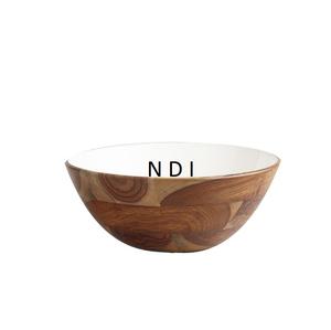 Ensemble de 3 bol de service arrondi au design unique, incurvé à la main, décoratif, de haute qualité, fini naturel - Product Image 4