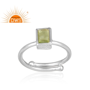 Natural Peridot Gemstone <b>Ring</b> Jewelry Wholesaler Fine 925 Sterling <b>Silver</b> <b>Adjustable</b> Band <b>Ring</b> Jewelry Manufacturer - Product Image 2