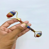 Super Qualité AAA-Grade Gravé 7 Chakra Coeur Motif Sculpté Pierre Précieuse Cristal Naturel Quartz Agate Amour Rouleau de Massage
