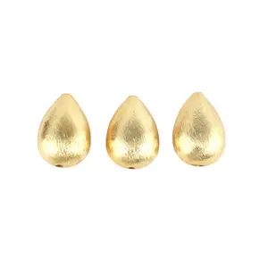 Brass 24k gold plated teardrop shape drilled beads for jewelry popular design matte finished beads diy gold beads