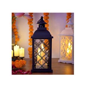 Linterna Oriental de Metal/vidrio, diseño marroquí, Vintage - Product Image 1
