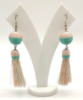 Boucles d'oreilles clous ethniques géométriques vertes tressées creuses en perles acryliques, plaquées or, faites à la main, bijoux d'anniversaire