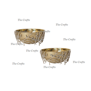 Cuenco para servir de acero en color plateado y dorado con soporte de latón, cuenco decorativo, cuenco para frutas, cuenco para chocolate - Product Image 3
