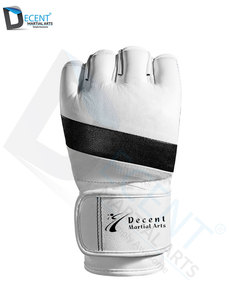 ถุงมือฝึกซ้อม MMA หนังพรีเมียม แบบครึ่งนิ้ว ปิดด้วยเวลโคร สีขาว สำหรับนักสู้ MMA มืออาชีพ - Product Image 2