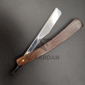 Cuchilla clásica recta de acero inoxidable para hombre, maquinilla de afeitar de seguridad para peluquero, Natural mango de madera, cabeza pivotante, 2 uds. - Product Image 1