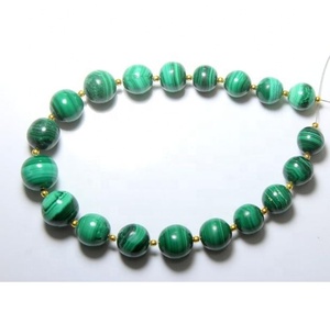 Perles rondes lisses en malachite naturelle faites à la main, 9x12mm, environ 4 pouces, pierres précieuses vertes, brins de haute qualité - Product Image 4