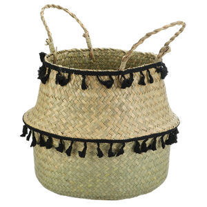 Handmade Colorful <b>Seagrass</b> Belly <b>Basket</b> Water Hyacinth Plant Pot Handle Foldable Eco-Friendly Laundry Storage <b>Lid</b> Sustainable - Product Image 5