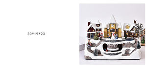 Casas de Pueblo Navideño con Pista de Patinaje Musical LED de Resina Pintadas a Mano al por Mayor, Suministros de Decoración 2026 de Gran Venta - Product Image 6