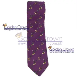 Purple Silk Audubon Society Bird Tie Christmas USA English Silk | School / University Neckties Supplier