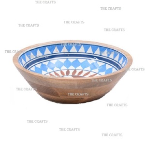 Bol de service en marbre avec base en bois Vaisselle de couleur blanche servant des collations à prix compétitifs - Product Image 2