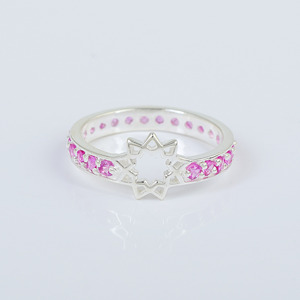 Anillos de compromiso de zafiro Rosa elegantes para mujeres indias, banda de San Valentín de diamante fino personalizado de Plata de Ley 925 - Product Image 2