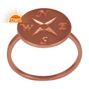 Anillo de cóctel de diseño de astrología, joyería de plata Lisa hecha a mano, oro rosa de 14k, joyería de plata de ley chapada - Product Image 1