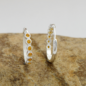 Top Selling <b>Earrings</b> Latest Design Natural <b>Citrine</b> Gemstone Hoop Sterling Silver Good Quality Light Weight Fine Dainty Jewelry - Product Image 4