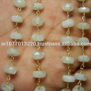 Arco Iris piedra lunar 7-8mm facetado Rondelle Bead gema Rosario cadena - Product Image 2