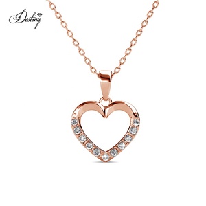 Collana Daisini con Ciondolo a Cuore Piccolo, Decorata con Cristalli <span class=keywords><strong>Swarovski</strong></span>, Gioiello Ipoallergenico per <span class=keywords><strong>Donne</strong></span> - Product Image 1