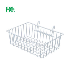 Para una organización duradera y elegante en el hogar, cesta de pared de rejilla de alambre de Metal Rectangular con ganchos embalados en estantes de exhibición de cartón - Product Image 3