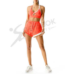 Women's Solid Pattern Two-Piece Fitness Sports Bra Quick-Drying Breathable Yoga Shorts Women's Gym Set Ingested with Wholesales - Product Image 2