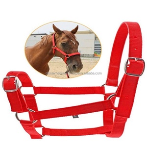Licol professionnel réglable pour cheval, en Nylon rouge, avec accessoires en acier inoxydable - Product Image 1