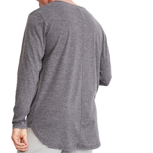 เสื้อยืดแขนยาวสีเทาล้วน 100% ผ้าฝ้าย สำหรับผู้ชาย รุ่นใหม่ OEM ฤดูร้อน สีดำ - Product Image 6