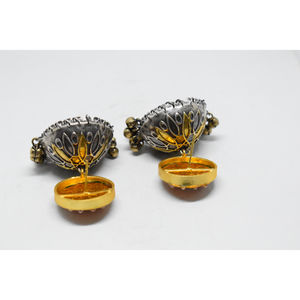 Meenakari-pendientes de aro hechos a mano para niñas y mujeres, pendientes de latón con acabado mate, dualtone jhumka, a la última moda - Product Image 2