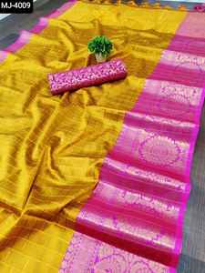 Saree de travail de tissage de bordure lourde pour vêtements de fête et de festival avec des pièces de chemisier en soie Banglory pour des vêtements décontractés Saree et costume - Product Image 2