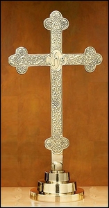 Bougeoir en laiton antique, porte-bougie en laiton avec autel croisé, ensemble de trois fournitures d'église - Product Image 6