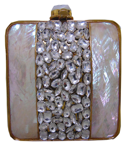 Buy multi color clutch Eid gift metal Bag Shell stone mosaic - Product Image 1