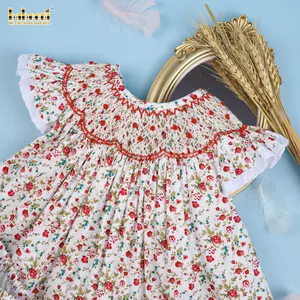 Vêtements pour bébés à fleurs géométrique, smockés, de bonne qualité, vêtements smockés OEM ODM, vente en gros, BB2529