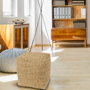 Alta calidad Vietnam tejido a mano SEAGRASS SQUARE POUF cojín de paja Natural Seagrass asiento otomano PUF taburete asiento al por mayor - Product Image 3