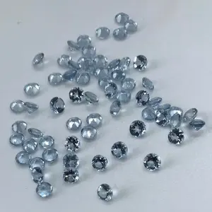 超优质工厂成本天然6毫米海蓝宝石刻面圆形切割松散宝石批发价