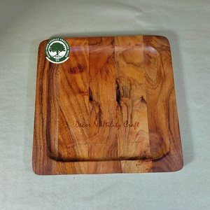 Plateau de service carré en bois artisanal, finition polie, 12 pouces, pour contact alimentaire, Décor N Utility Craft - Product Image 3