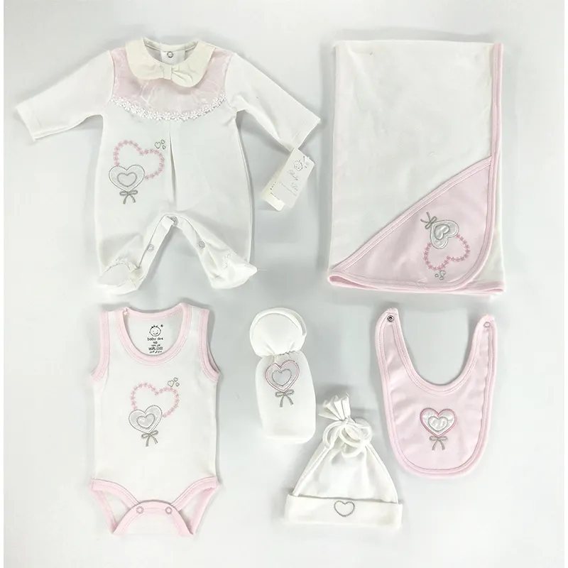 190g/M2 GSM High Quality 100% Cotton Baby 6 PCS Clothes Set for Boy Newborn Baby Gift Sets Baby Wear